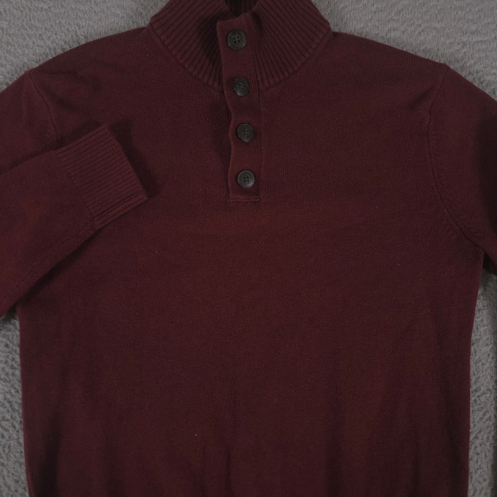 Banana Republic Sweater Mens Large Factory Button Mock‎ Neck Cotton Wool Blend